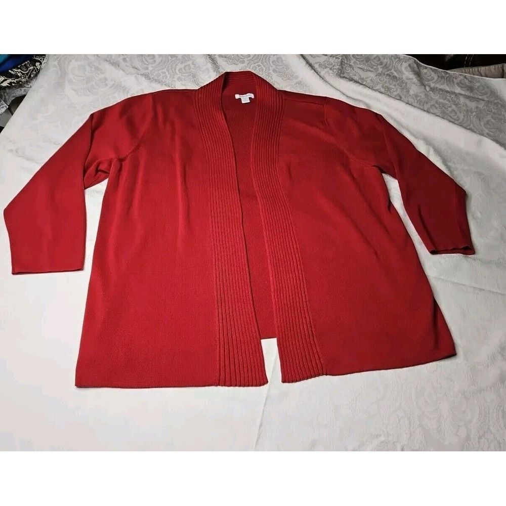 Hampshire‎ Studio CARDIGAN SWEATER Open Front RUST Burnt Orange Kimono 2X